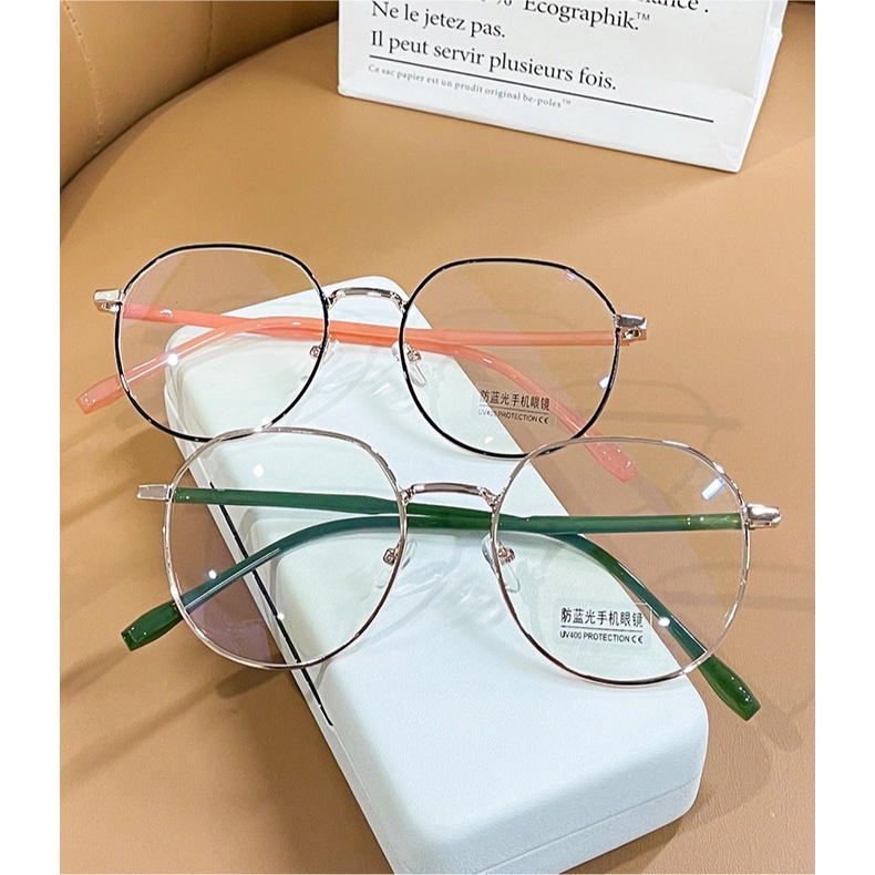 Kính Mát Hình Oval Gọng Kim Loại Chống Bức Xạ Thời Trang