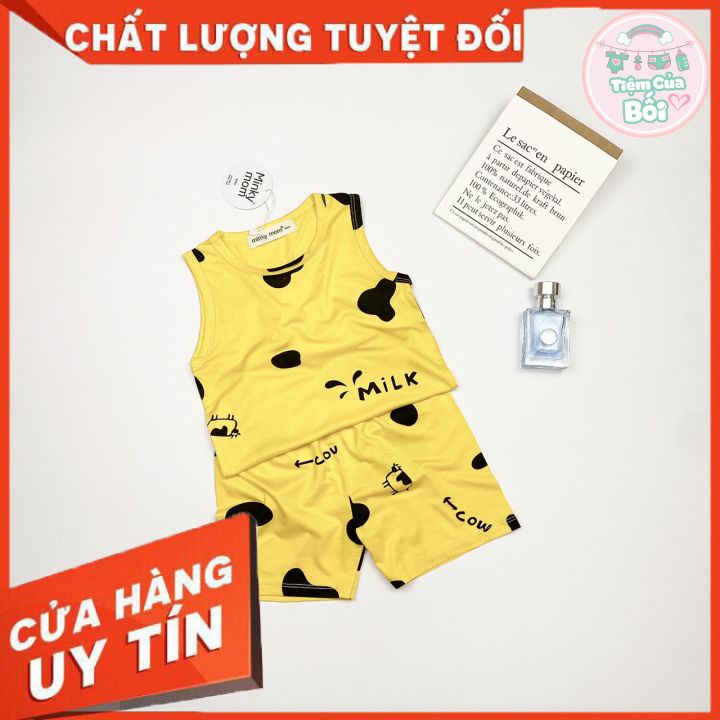  Đồ Bộ Bò Sữa Minky Mon Thun Lạnh Sát Nách Kèm Hình Thật Cho Bé từ 1-5 Tuổi