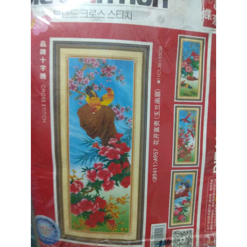 Tranh thêu chữ thập bộ 4 bức tứ quý 3D