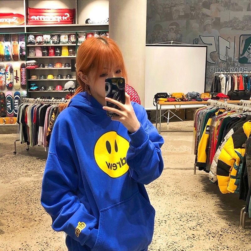 Áo nỉ bông hoodies drew mặt cười ba màu xinh chất nỉ bông