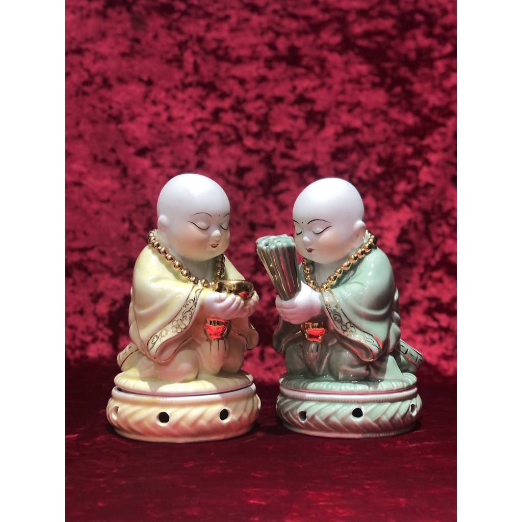 Lư đốt trầm hương, lư xông trầm chú tiểu bằng sứ
