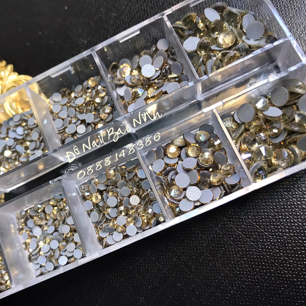 Đá Chân Keo Lưới Màu Vàng Trà Đẹp Dễ Phối Đá Sáng Không Bong Chân Đá Gắn Móng - Mã 13