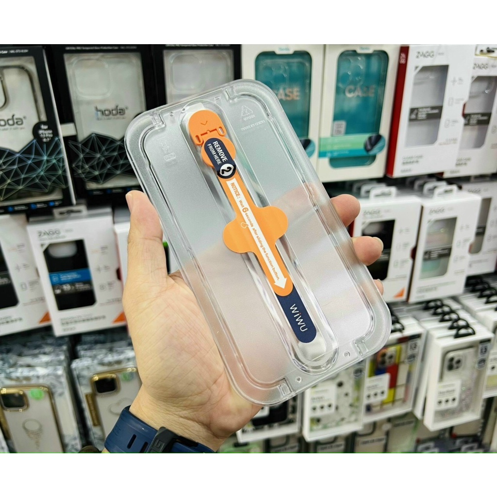 Kính cường lực WiWu IVISTA bảo vệ màng loa có Khung Trợ Dán IPhone XS Max/11/12/12 pro max/13/13 Pro max/14/14 Pro Max