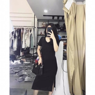 Váy xuông cổ tim BASIC dáng dài vải đẹp [Yến Trần]