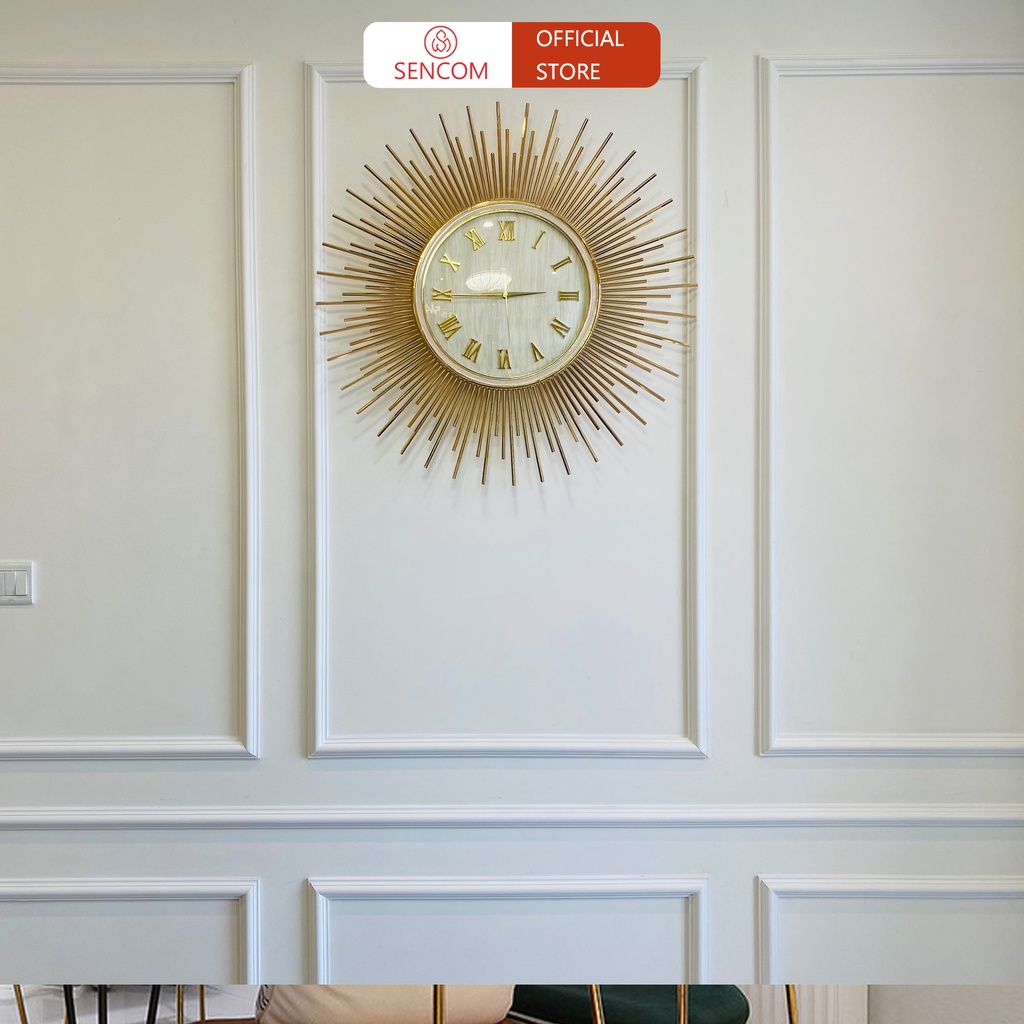 Đồng hồ treo tường phòng khách độc đáo SENCOM trang trí decor phong cách Bắc Âu - E04