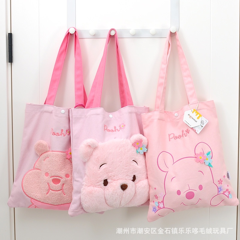 Túi Tote Đeo Vai Vải Canvas In Hoạt Hình Gấu Winnie Disney Dễ Thương Cho Bạn Gái