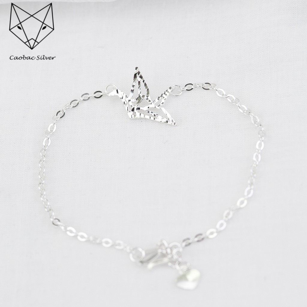 Vòng Tay Bạc Ta CaoBac Silver Lắc Tay Bạc Họa Tiết Hạc Giấy Độc Đáo Duyên Dáng Sợi Xích Mảnh Quà Tặng Thanh Lịch