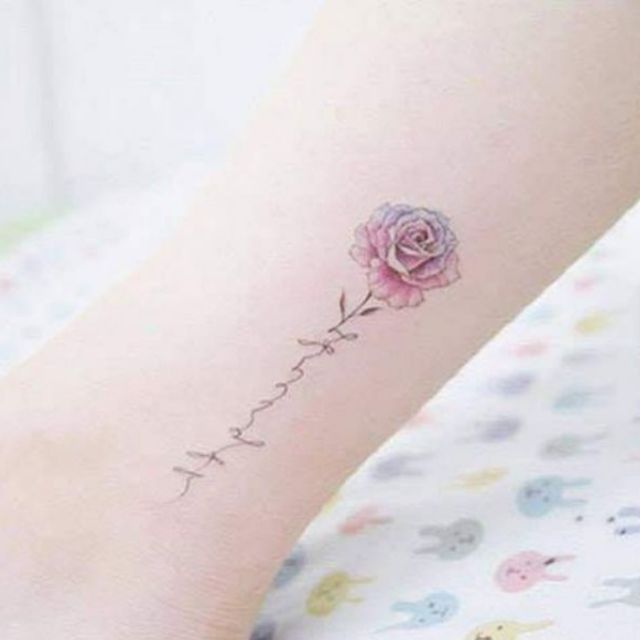 Hình xăm dán tatoo hoa hồng xinh qs294.Xăm dán tatoo mini tạm thời, size &lt;10x6cm