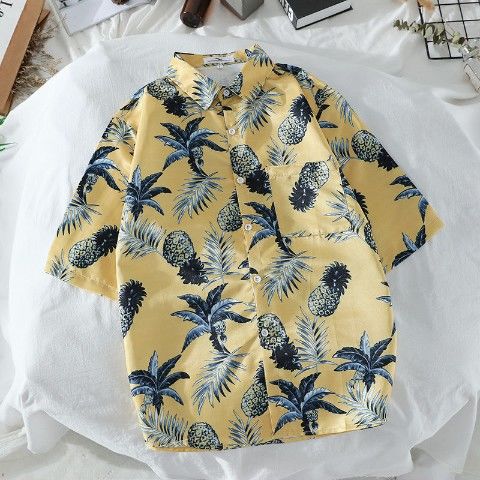 Hawaiian beach shirt short sleeve plus size shirt flower shirt shirt shirt jacket