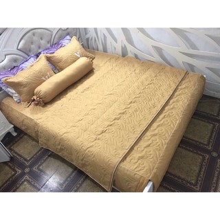 Bộ chăn ga gối chần bông gối thêu logo thương hiệu