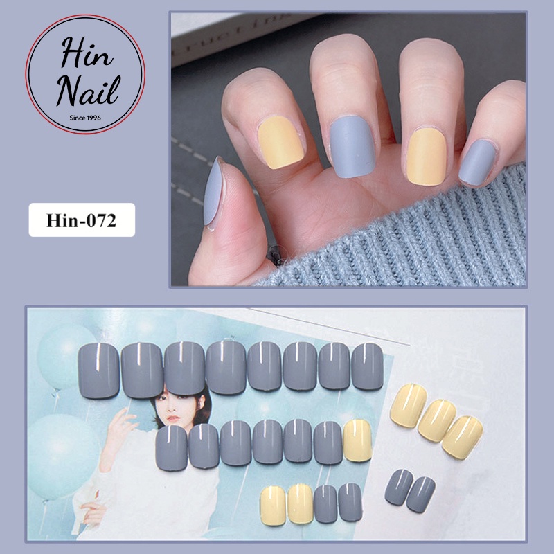 Bộ 24 móng tay giả kèm keo màu trơn Hin Nail