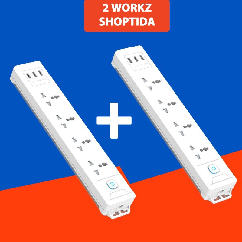 Combo 2 Ổ Cắm Điện Đa Năng CubeZ/WorkZ Shoptida 3 Cổng USB và 4 Ổ Điện chịu tải 2500W Dây nối dài 1.8m