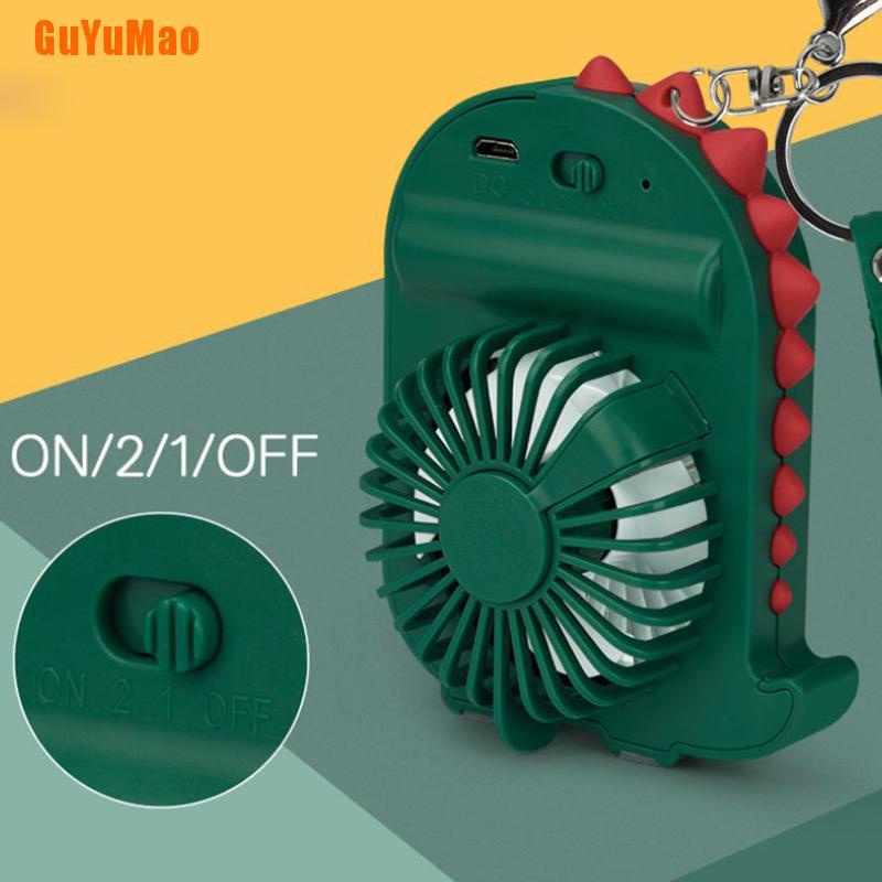 Quạt Gắn Móc Khóa Mini 2 Tốc Độ Hình Khủng Long Cổng Sạc USB Cho Du Lịch