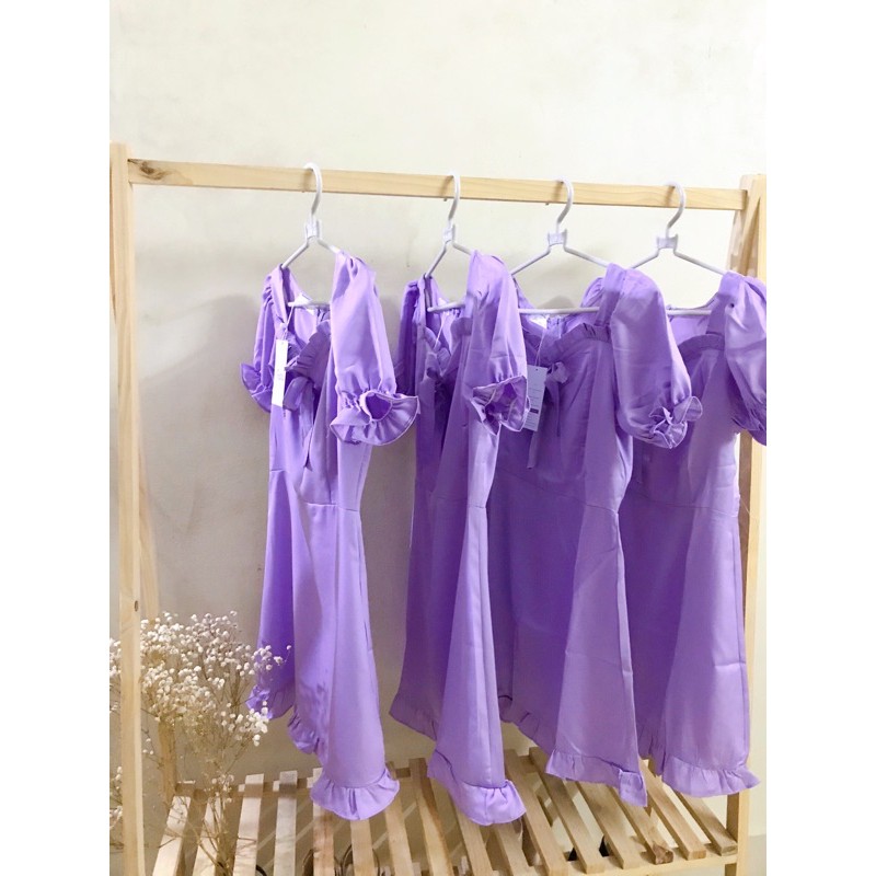 Váy nữ cổ vuông ôm ngực cổ thắt nơ, dáng váy ôm chữ A ngắn tay điểm nhấn viền thắt nơ nổi bật-VN05 | BigBuy360 - bigbuy360.vn