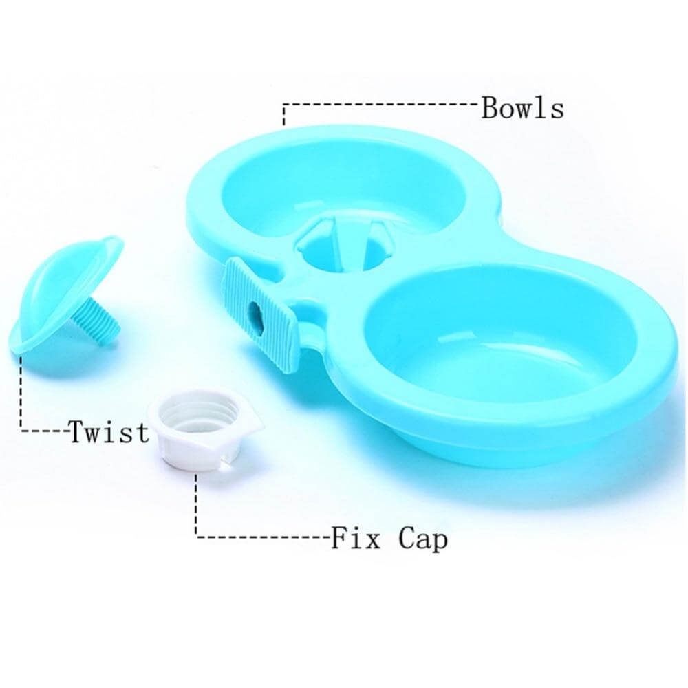 Bát ăn đôi gắn chuồng cấp nước tự động cho chó mèo