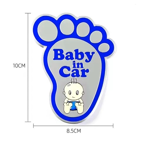 Tem nhôm Baby In Car dập nổi cao cấp dành cho ô tô, decal dán xe hơi - Kcar