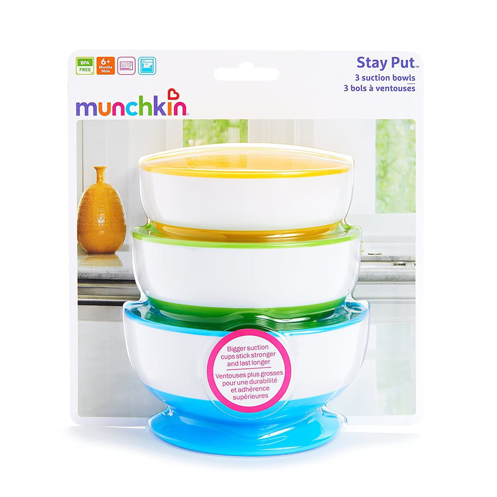 Bát ăn dặm cho bé chống đổ - Chén ăn dặm có đế hút chân không Munchkin