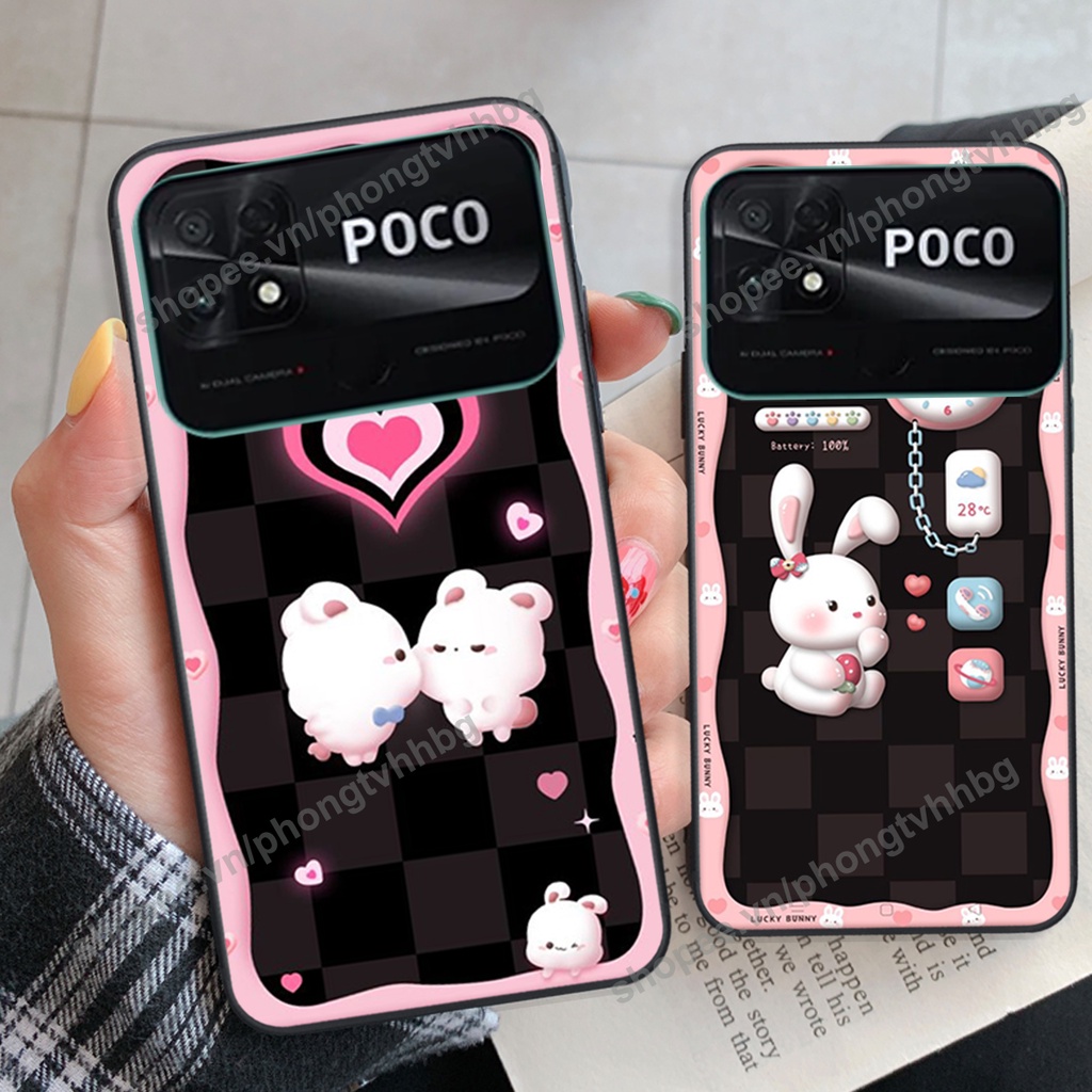 Ốp lưng Xiaomi Poco C40 gấu,thỏ trắng , đồng hồ dễ thương cute cực đẹp