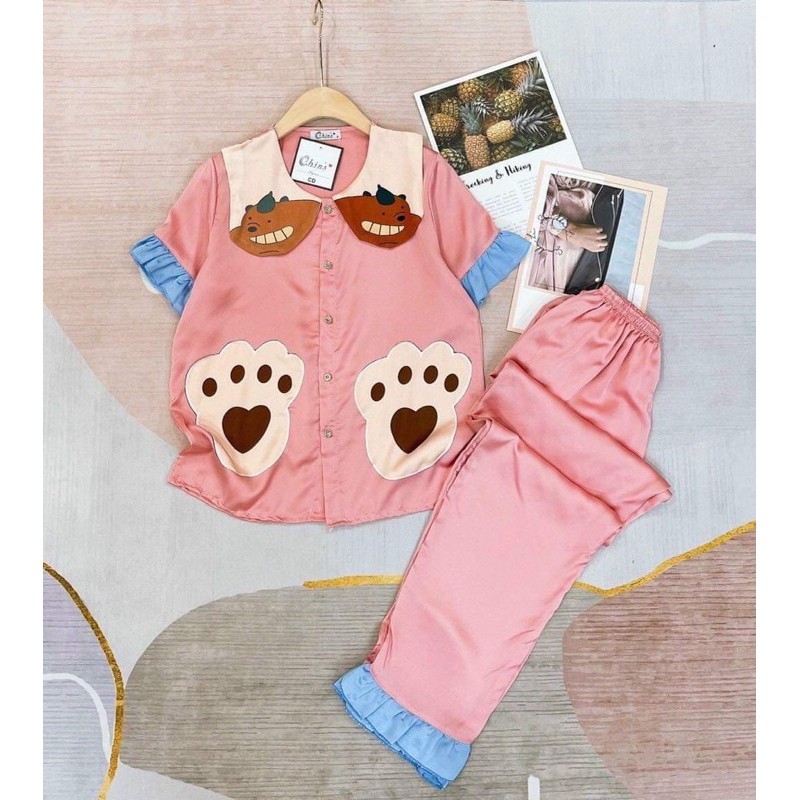 pijama dài chất liệu lụa latin