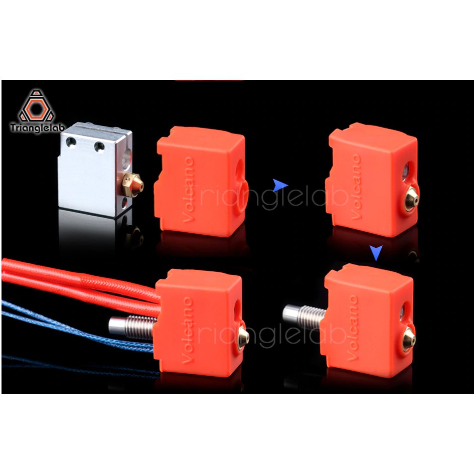 Áo Silicon Volcano Trianglelab bọc đầu gia nhiệt - Màu cam/ xanh