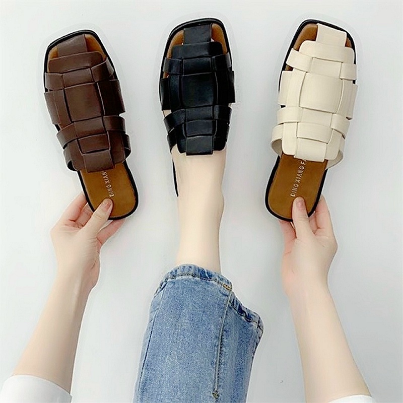 Free ship Dép sục nữ / Giày sục nữ quai đan mũi vuông siêu xinh