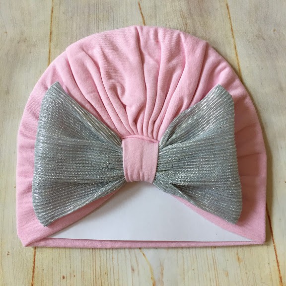 Nón Turban/ Mũ Turban nơ kim tuyến cho bé gái