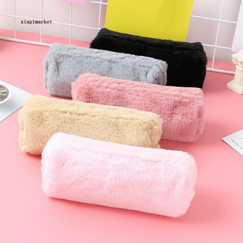 Hộp đựng bút chì phối nhung mềm mại nhiều màu tiện dụng cho nữ