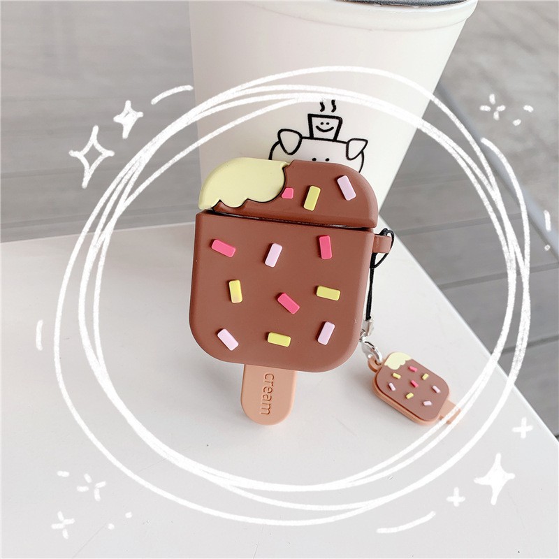 Airpods gen 2 cover cute popsicle ice cream chocolate soft airpods case anti-drop