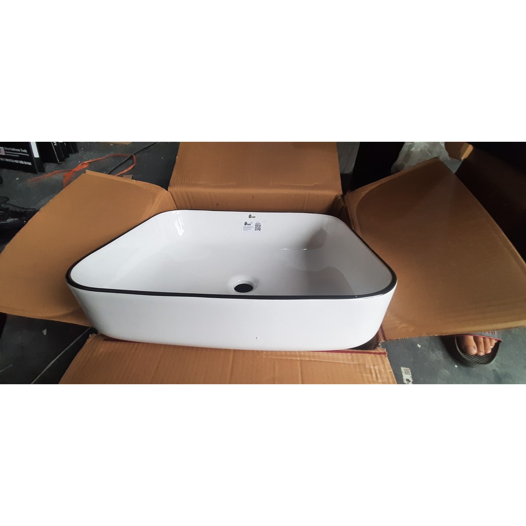 Chậu lavabo dương bàn vuông[HÀNG BẢO HÀNH 5 NĂM] , chậu lavobo LV 8220 men tuyết phủ Nano kèm ảnh thật video | BigBuy360 - bigbuy360.vn