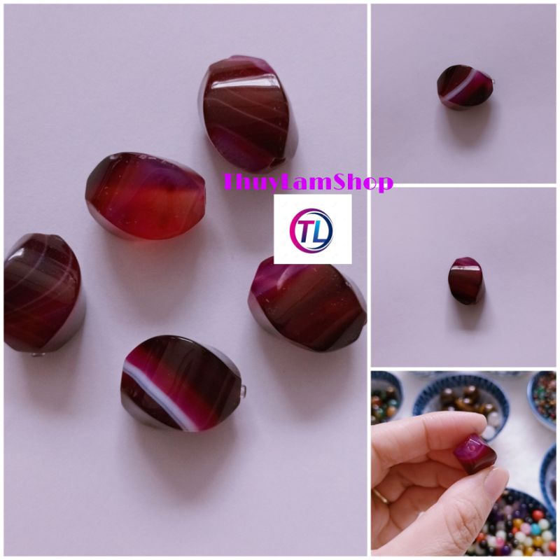 Hạt đá thanh tẩy bài tarot màu tím hồng, làm handmade, DIY, sưu tầm