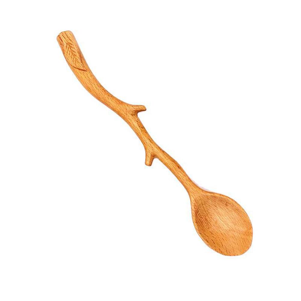 Muỗng Gỗ Tự Nhiên Hình Nhánh Cây Dùng Nấu Ăn Tiện Dụng