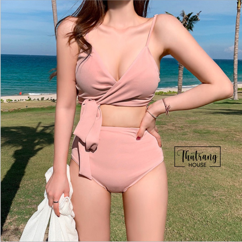 Bikini 2 mảnh đi biển đẹp, sexy , đồ bơi nữ buộc nơ eo mẫu mới siêu hot M01
