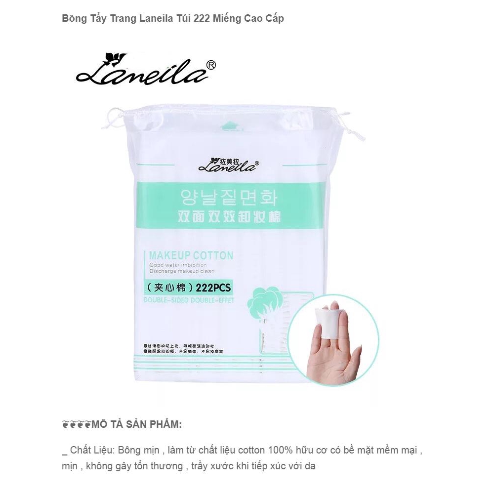 [Mã COS1904 giảm 8% đơn 300K] Bông tẩy trang Lameila (túi 50 miếng/222 miếng) | BigBuy360 - bigbuy360.vn