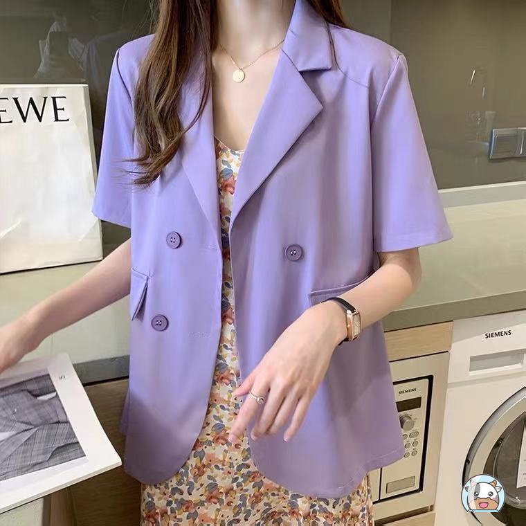 Áo Khoác Blazer Tay Ngắn Dáng Rộng Thời Trang Mùa Hè Cho Nữ