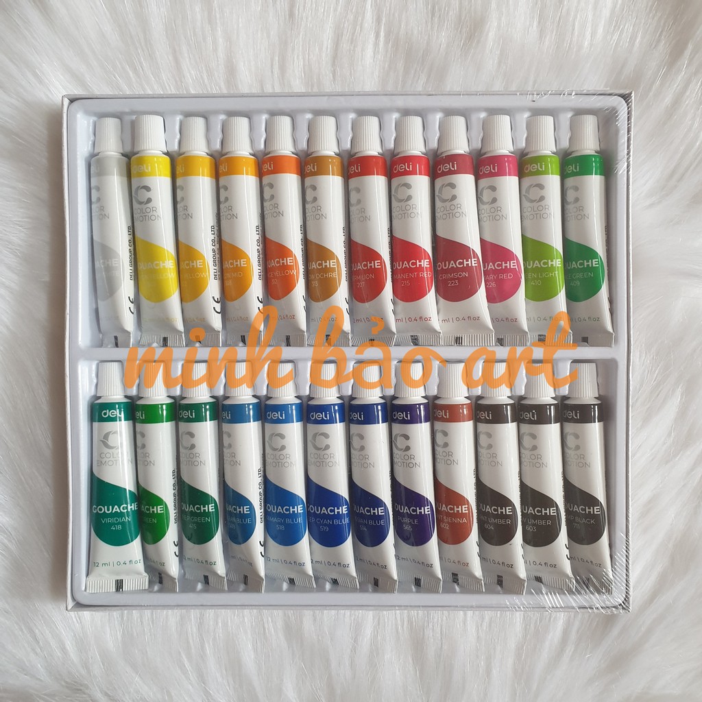MÀU GOUACHE DẠNG TUÝP 12ML DELI - 5/12/24 MÀU