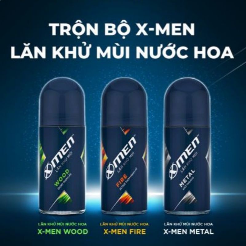 Lăn khử mùi nước hoa nam X-Men (25ml, 50ml) lăn khử mùi Xmen Wood, Fire, Mental