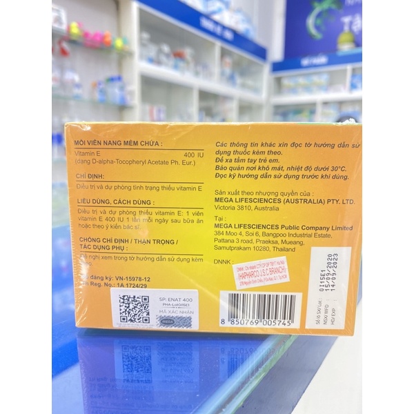 ENAT 400 -Giúp làm đẹp da - bổ sung vtm E 400mg ngăn ngừa lão hóa, tốt cho sinh lý HanaBeauty