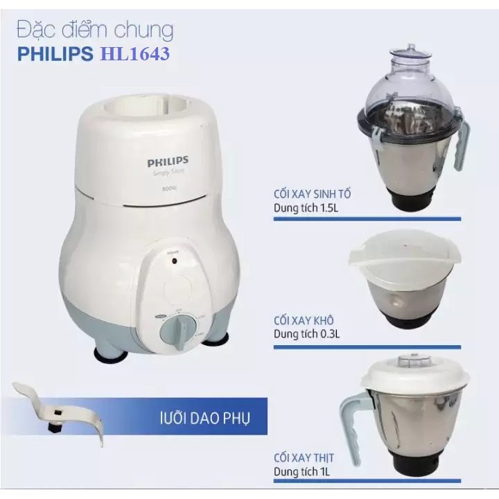 [Mã ELHA22 giảm 6% đơn 300K] Máy xay sinh tố đa năng Philips HL1643