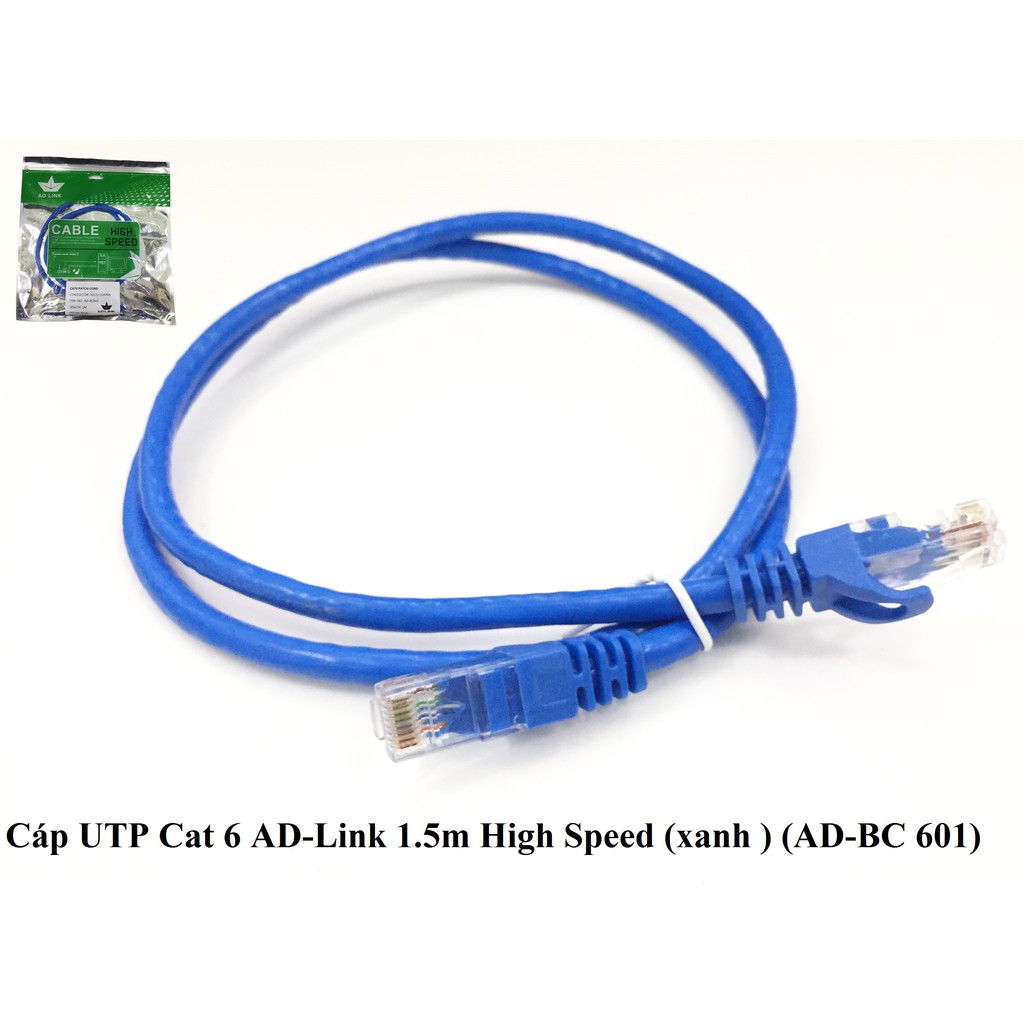 Cáp UTP Cat 6 AD-Link High Speed (xanh ) 1.5m AD-BC 601, 2m AD-BC 602, 3M AD-BC 603, 5M AD-BC 605, CÁP MẠNG BẤM SÃN CAT6