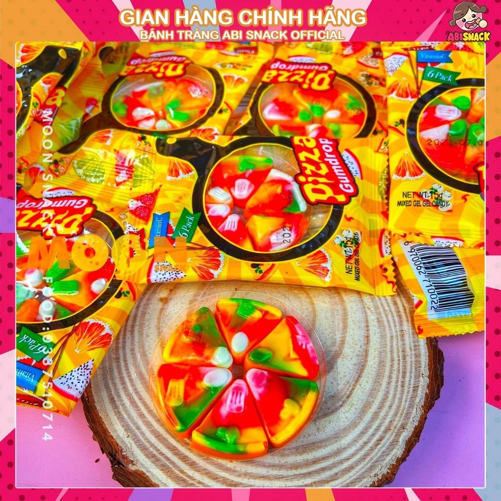 Set 1 dây gồm 10 gói kẹo dẻo hình bánh Pizza Gumdrop Candy 150g