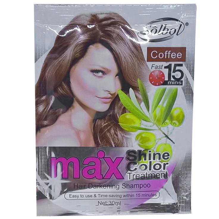 10 gói dầu gội nhuộm tóc thảo dược Max Shine Color Cafe 30ml