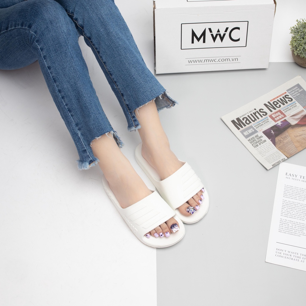 Dép Nữ thời trang MWC dép lê nữ quai ngang sọc nổi bật cá tính NUDE- 3241