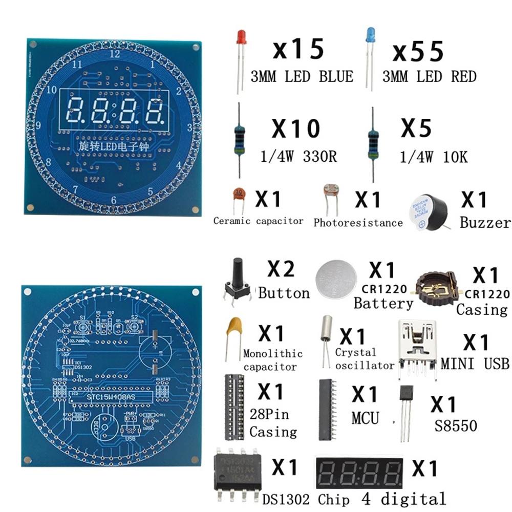 Bộ Mô Đun Đồng Hồ Đèn LED DIY DS1302 C8051 MCU STC15W408AS