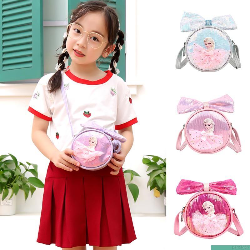 Túi đeo chéo hình công chúa Elsa đính kim sa có dây đeo điều chỉnh được dành cho bé gái