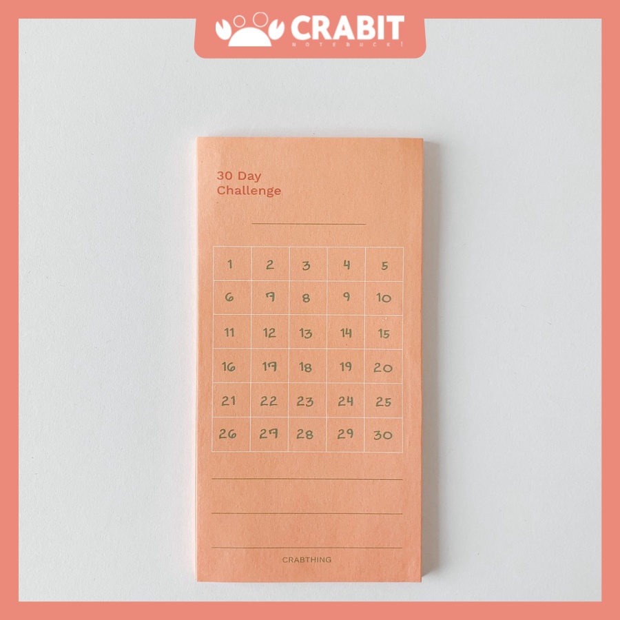Giấy ghi chú 30 ngày thử thách - Crabit Notepad - 30 tờ