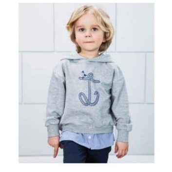 Áo hoodie xuất Hàn phối sơ mi cho bé trai bé gái