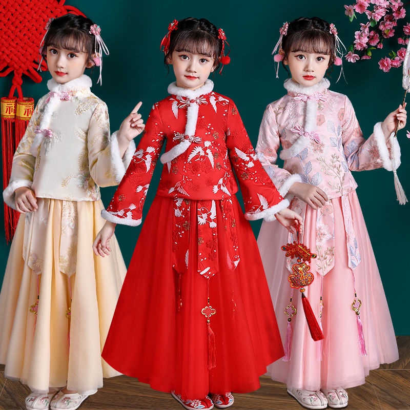 Hanbok thiếu nữ thu trang cô gái mùa đường siêu tiên cổ chúc tết 2021 kiểu mới váy áo dài cộng với nhung trẻ em