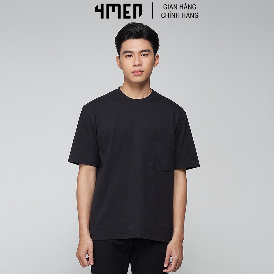 Áo Thun Nam Trơn Oversize Có Túi 4MEN AT027 tay lỡ oversize, form rộng, nhiều màu, vải cotton co giãn, thoáng mát