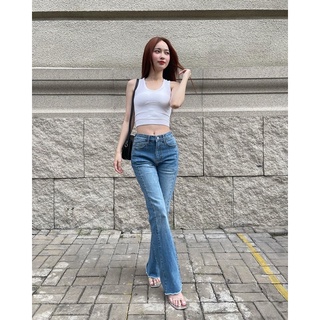 Quần jeans loe 2 viền chất co giãn