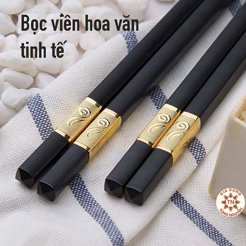 Bộ 10 Đôi Đũa Mạ Vàng, Đũa Hợp Kim Chống Mốc Hàn Quốc [ĐŨA]